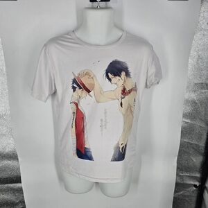 One Piece Shirt Mens XL White Luffy Ace Anime Graphic Tee Japanese Style ZHOUK